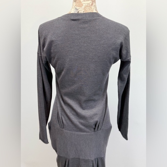 BRUNELLO CUCCINELLI Gray Cashmere long sleeve drop waist mini dress size S. - Picture 6 of 14